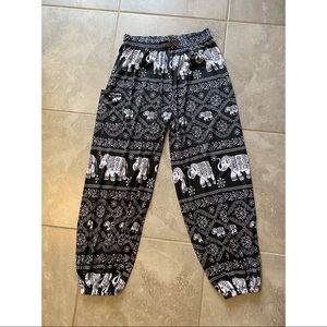 Black and White Elephant Harem Pants